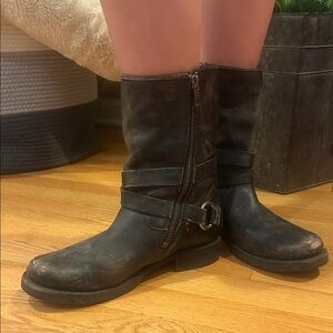 Frye Black Leather Combat Boots